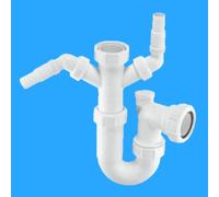 McAlpine WM11V Adjustable Kitchen Sink Twin Appliance Waste Trap with Anti Gurgle Valve