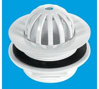 McAlpine WU20 2" Urinal Waste: 85mm Plastic Domed Flange with removable Dome x 42mm Tail: Backnut Model in White McAlpine White