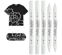 MCAOAL 5PCS Double Tip Fabric Pens for Textile Art with Fine Broad Tips Quick Drying NonFading Inks Safe for Clothing Canvas Bag Textile Pen