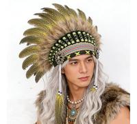 MCAOAL Adjustable Feathered Headdress Costume Headband Great for Halloween Dressing Up Stage Productions and Cultural Accessory Festival Headpiece