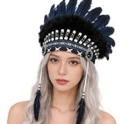 MCAOAL Adjustable Feathered Headdress Costume Headband Great for Halloween Dressing Up Stage Productions and Cultural Accessory Festival Headpiece