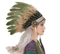 MCAOAL Adjustable Feathered Headdress Costume Headband Great for Halloween Dressing Up Stage Productions and Cultural Accessory Festival Headpiece