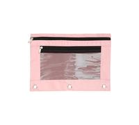 MCAOAL Double Zippers Pen Bag School Pencil Pouches File Bag 3 Rings Binders Pencil Case for Erasers Markers Scissors Storage Portable Pencil Bag