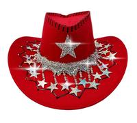 MCAOAL Eye Catching Western Christmas Hat Five Point Star Accent Party Cap Practical Felts Construction Outdoor Indoor Use Christmas Star Cowgirls Hats