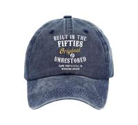 MCAOAL Humorous Baseball Cap with Built in Fifties Text Wash Cotton Adjustable Dad Hat for Daily Outfit Women Men Accessory Wash Cotton Sun Cap Navy Blue