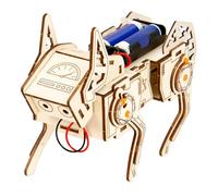 MCAOAL Interactive Wooden Robotic Dog Toy Robot Dog Model for Children Build Your Own 4 Legged Machine with Voice Interactive Science Toy
