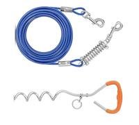 MCAOAL Outdoor Dog Stake Spirals Tie-Out Steel Cable Tie-Down Cord for Big Strong Dogs Camping Dog Stakes