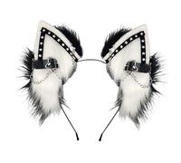 MCAOAL Punk Anime Ear Headband for Halloween Theme Event Women Cosplay Party Hairband for Music Festival Gathering Dark Wolf Ear Headband