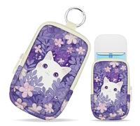 Mcapirivo Cat Hand Sanitizer Spray Case, Cute Hand Sanitizer Holder Zippered Pouch, Fashion Accessory with Snap Hook for Glow Mist and Power Mist 1FL OZ