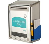 MCB Aluminum Metal Office Suggestion Ballot Box Charity Collection Donation Box Mail Box with Window Comment Box with Pen and Sheets Comes with Lock and Set of Keys