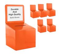 MCB - Ballot Box for Suggestions Donations Raffles White Glossy Cardboard Boxes in Medium Size 6x6x6 inches with Slot for Tickets and More (Orange)