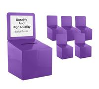 MCB - Ballot Box for Suggestions Donations Raffles White Glossy Cardboard Boxes in Medium Size 6x6x6 inches with Slot for Tickets and More (Purple)