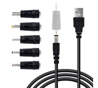 Mcbazel 1M USB to DC Power Cable with 5 Interchangeable Connectors 5.5x2.5mm/4x1.7mm/3.5x1.35mm/3x1mm/2.5x0.7mm, Flexible Compatible with LED Strips, Cameras, 3D Printers, Routers