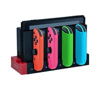 Mcbazel 4-Slot Charging Dock for Nintendo Switch Joy-Con and Switch OLED | USB Charging Station, Charging Dock Powered by a USB 2.0 Plug, Extended USB Port, Storage Stand, Red or Blue LED Status