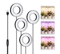 Mcbazel 4Pcs LED Grow Light for Indoor Plants, Full Spectrum Plant Light with Auto Timer (3/9/12H) & 10 Dimmable Levels, 3 Modes, Stick-on Growing Lamp for Shelves, Cabinets, Succulents, Seed Starting