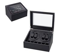 Mcbazel Automatic Watch Winder Box for 4 Watches, 4 Watch & 6 Extra Storage Space,Carbon Fiber Leather Watch Winder Storage Display Box with Quiet Running Motor