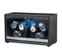 Mcbazel Carbon Fiber Pattern Automatic Six Watch Winder with LED light-Black