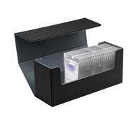 Mcbazel Card Deck Box for 35PT Magnetic Card Holder,Card Deck Holder for MTG/TCG cards,PU Leather Deck Box Storage Case(Black Gray)