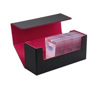 Mcbazel Card Deck Box for 35PT Magnetic Card Holder, Card Deck Holder for MTG/TCG cards,PU Leather Deck Box Storage Case(Black Red)