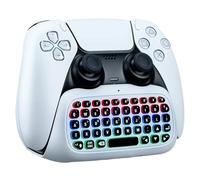 Mcbazel Controller Keyboard for PS5 Edge Controller, Wireless Bluetooth QWERTY Chatpad with Built-in Speaker & 3.5mm Audio Jack, RGB Backlight Gamepad Keypad- White
