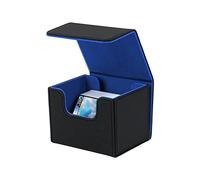 Mcbazel Deck Box for MTG Cards, Fits 100+ Single Sleeved Cards, PU Leather Deck Box Storage Case, Black & Blue