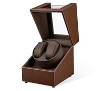 Mcbazel Double Automatic Watch Winder Box, Automatic Watch Display Storage Rotation Wristwatch Box with 2 Slots-Brown