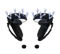 Mcbazel Handle Controller Silicone Protective Grip Cover set Jacket with Thumb Cap for Quest 2 Controller, VR Accessories Protective Grip Cover with Adjustable Straps, Black (No for Quest 3/3s)