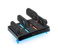 Mcbazel NS Switch 2 Charging Dock, Joycon Charger Magnetic Switch 2 Controller Charger with RGB Ambient Light, Tilt Stand & Nano-Gel Mount (Black)