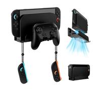 Mcbazel NS Switch 2 Wall Mount & Shelf Bracket, Metal Switch 2 Wall Mount Bracket with Ventilation, Joy Con Controllers Hooks & Screw Kit (Black)