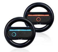 Mcbazel NS2 Joy-Con Steering Wheel for NS Switch 2, 2-Pack NS2 Racing Wheel Accessory, Ergonomic Controller Attachment with L/R Triggers (Black)
