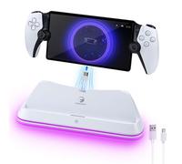 Mcbazel Portable Charging Dock for PlayStation Portal, Charging Stand for PS Portal with 7 RGB Light, Secure Charging Station for PS Portal with Type-C Cable, White