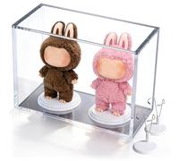 Mcbazel Premium Thick Acrylic Display Case Compatible with Labubu Doll, 92% UV Protection & Dustproof, Magnetic Display Box for POP MART Labubu, Clear Action Figure Organizer Box (9.4"x6.9"x4.3")