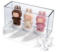 Mcbazel Premium Thick Acrylic Display Case Compatible with Labubu Doll, 92% UV Protection & Dustproof, Magnetic Display Box for POP MART Labubu, Clear Action Figure Organizer Box (13.8"x6.9"x4.3")
