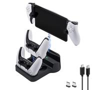 Mcbazel Ps Portal Charging Dock, 3-in-1 Charging Dock Station for PS5 DualSense & PS Portal, RGB LED Controller Charger Stand with Base Holder & USB-C Cables (Black)