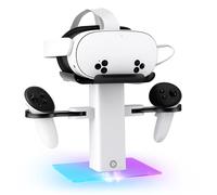 Mcbazel RGB Charging Dock Compatible with Quest 3S/Quest 3/Quest 2, Charging Vertical Stand with LED Light, Non-Slip Base, and Charging for Quest 3/3S (white)