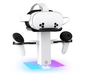 Mcbazel RGB Charging Dock Compatible with Quest 3S/Quest 3/Quest 2, Charging Vertical Stand with LED Light, Non-Slip Base, Charging Station for Quest 3/3S (White)