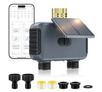 Mcbazel WiFi Water Timer for Outdoor Tap, Solar Powered, 2 Zones | Solar Watering System with Garden Hose Timer, 2000mAh Battery, No AA Batteries, 4 Normal plus 4 Cyclic Schedules per Zone