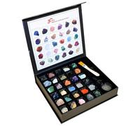 MCBEAN 30PCS Rock Collection Kit for Kids - Natural Gemstone & Raw Crystal Mineral Set, Geology Science STEM Toys, Gift for Boys & Girls