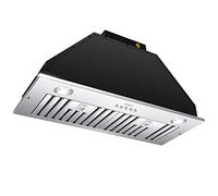 MCBON IE71-BLACK-30 30 Inch 600 CFM Range Hood Insert, Ducted/Ductless Convertible, Stainless Steel, Black