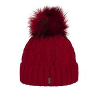 McBurn Cable Knit Hat with Cuff Women - Made in Italy Winter Beanie Wool Cuff, Lining, Lining Autumn-Winter - One Size red