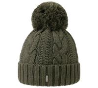 McBURN Giant Bobble Hat Women - Made in Italy Winter Beanie Pompom Hats Knit with Cuff, Lining, Lining Autumn-Winter - One Size Dark Green