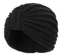 McBURN Giovanna Wool Turban Women - Made in Italy Knit Winter Beanies Autumn-Winter - One Size Black
