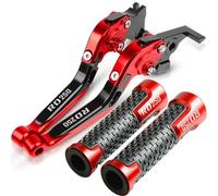 MCBXTH Brake lever For YAMAHA RD250 A B C 1974 1975 1976 1977 1978 1979 Motorcycle Accessories Aluminum Brake Clutch Levers Handlebar Handle Grips(Rosso)