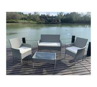 MCC Direct Rattan Garden Furniture Outdoor Patio Seating Table, Chairs and Sofa Set Roger Grey, Grey
