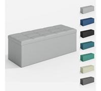 Foldable Storage Ottoman Bench with Lid, Extra Large Storage Chest Footstool Space Saving Seating & Storage Solution, 110 × 38 × 38 cm LIGHT GREY