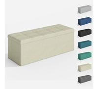 MCC Direct 110cm Large Rectangular Ottoman Foldable Storage Bench Upholstered in Beige MCC Direct Beige