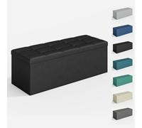 MCC Direct 110cm Large Rectangular Ottoman Foldable Storage Bench Upholstered in Black MCC Direct Black