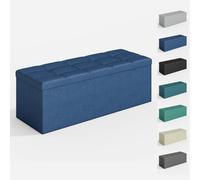 MCC Direct 110cm Large Rectangular Ottoman Foldable Storage Bench Upholstered in Blue MCC Direct Blue