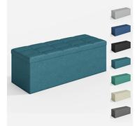 MCC Direct 110cm Large Rectangular Ottoman Foldable Storage Bench Upholstered in Teal MCC Direct Teal