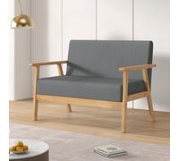 MCC Direct 2 seater Linen Fabric Wooden With Comfortable Padded Seat in Grey MCC Direct Grey